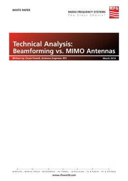Technical Analysis: Beamforming Vs. MIMO Antennas