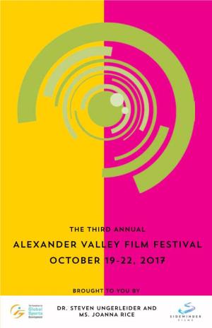 Alexander Valley Film Festival October 19-22, 2017