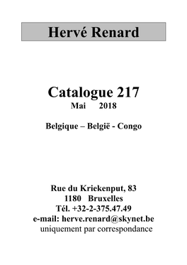 Hervé Renard Catalogue