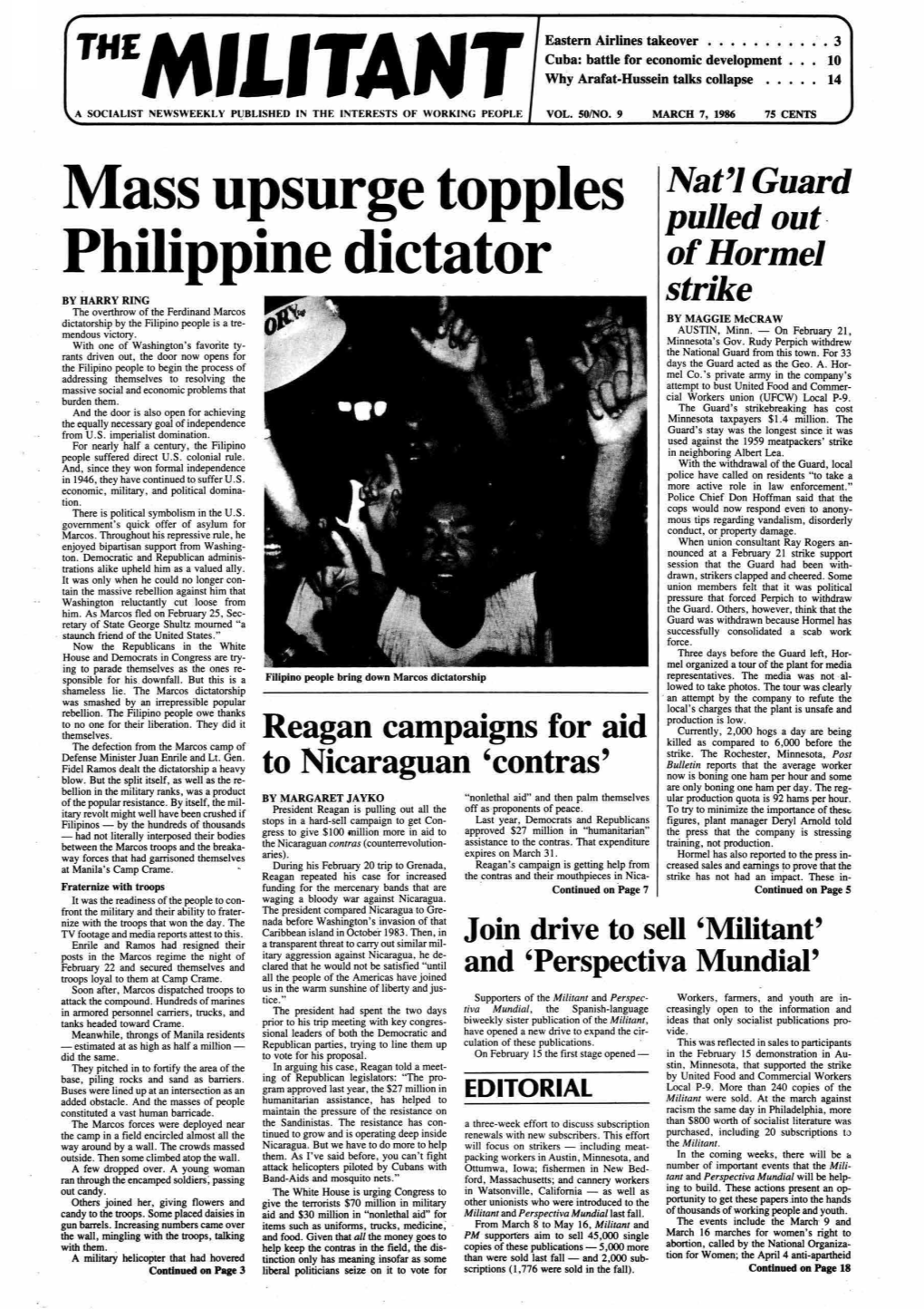 Mass Upsurge Topples Philippine Dictator