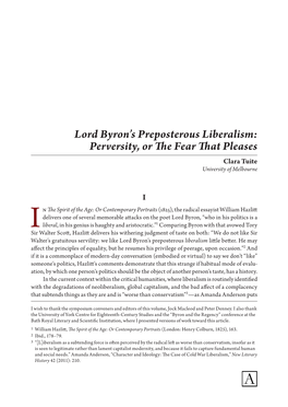 Lord Byron's Preposterous Liberalism