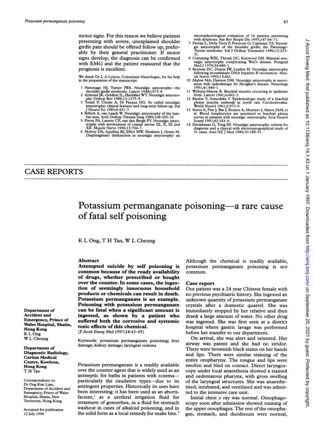 Potassium Permanganate Poisoning-A Rare Cause of Fatal Self Poisoning