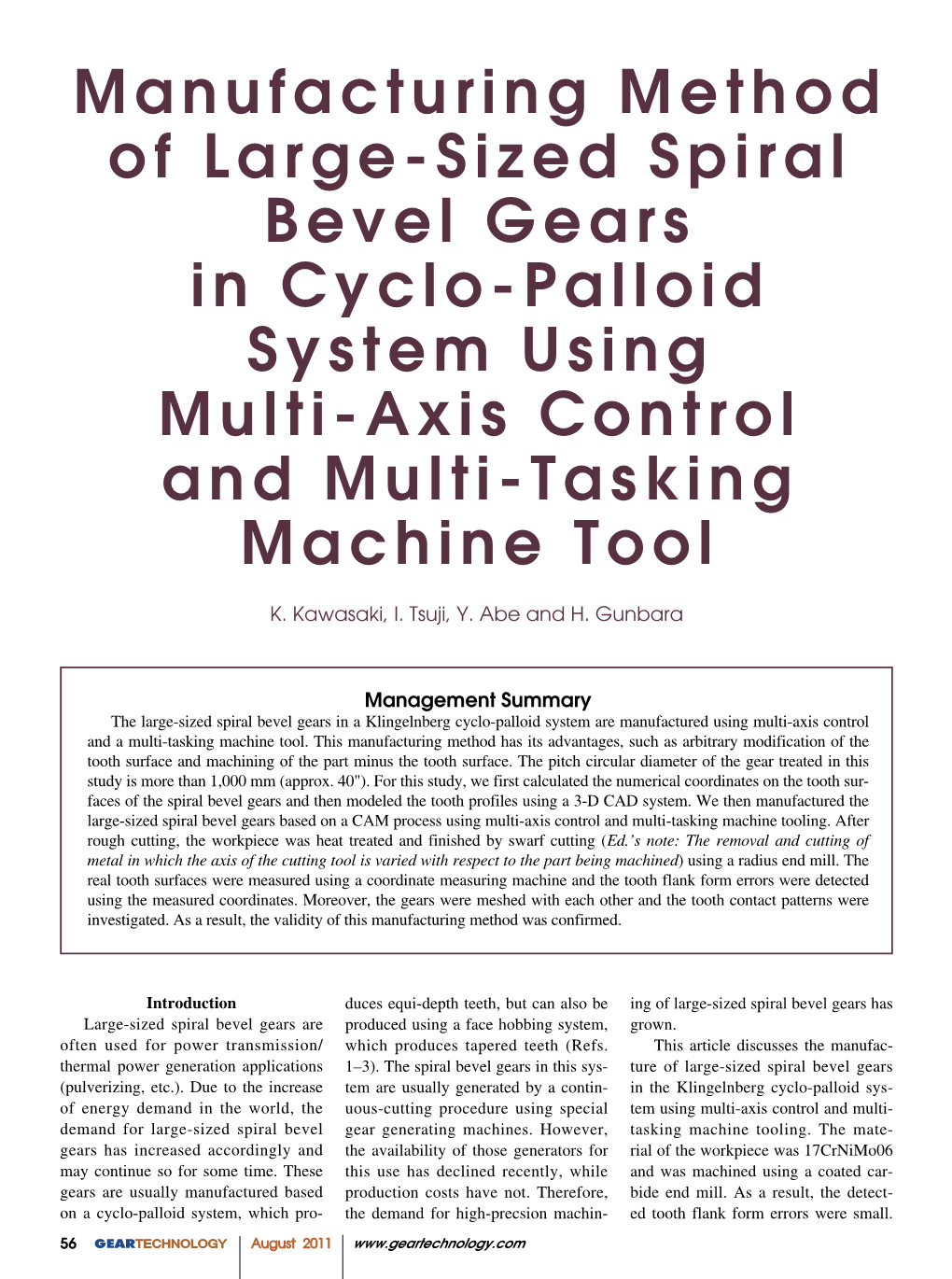 Manufacturing Method of Large-Sized Spiral Bevel Gears in Cyclo-Palloid System Using Multi-Axis Control and Multi-Tasking Machin