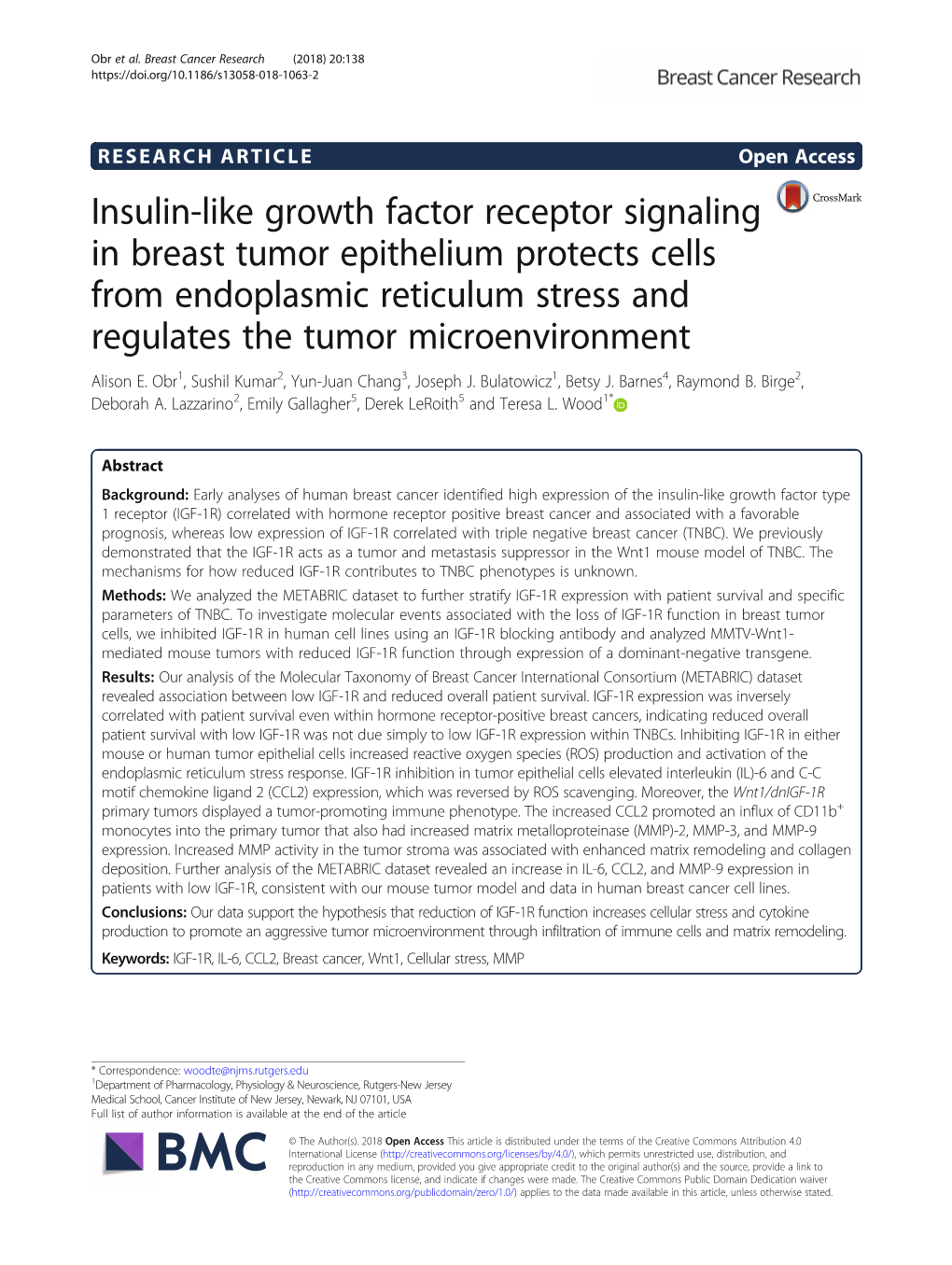 Insulin-Like Growth Factor Receptor Signaling