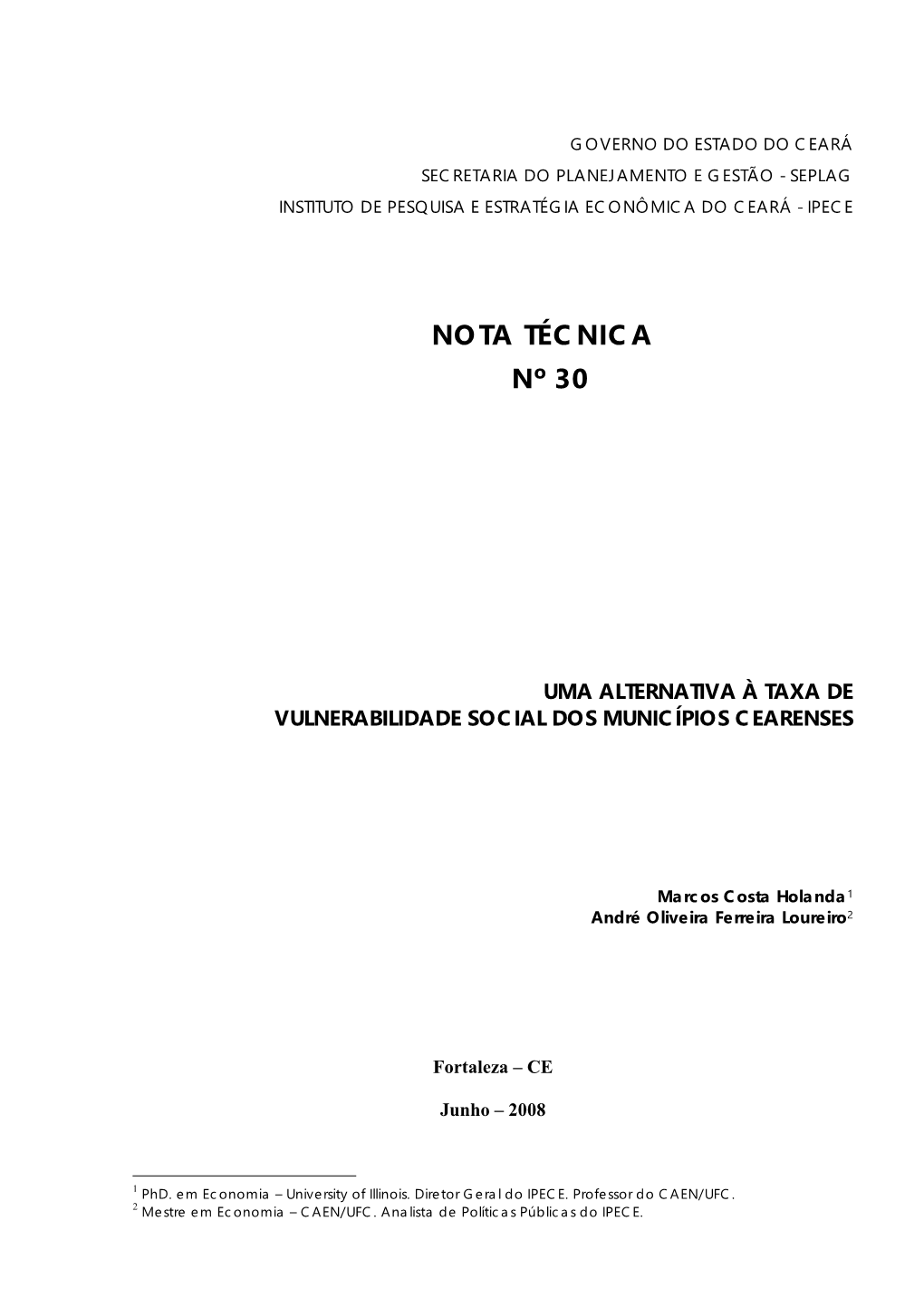 Nota Técnica Nº 30