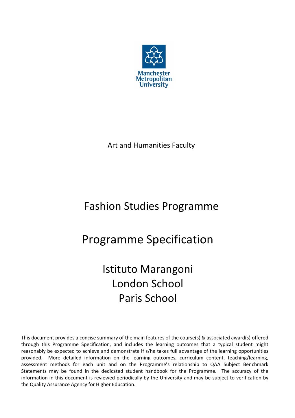 Programme Specification