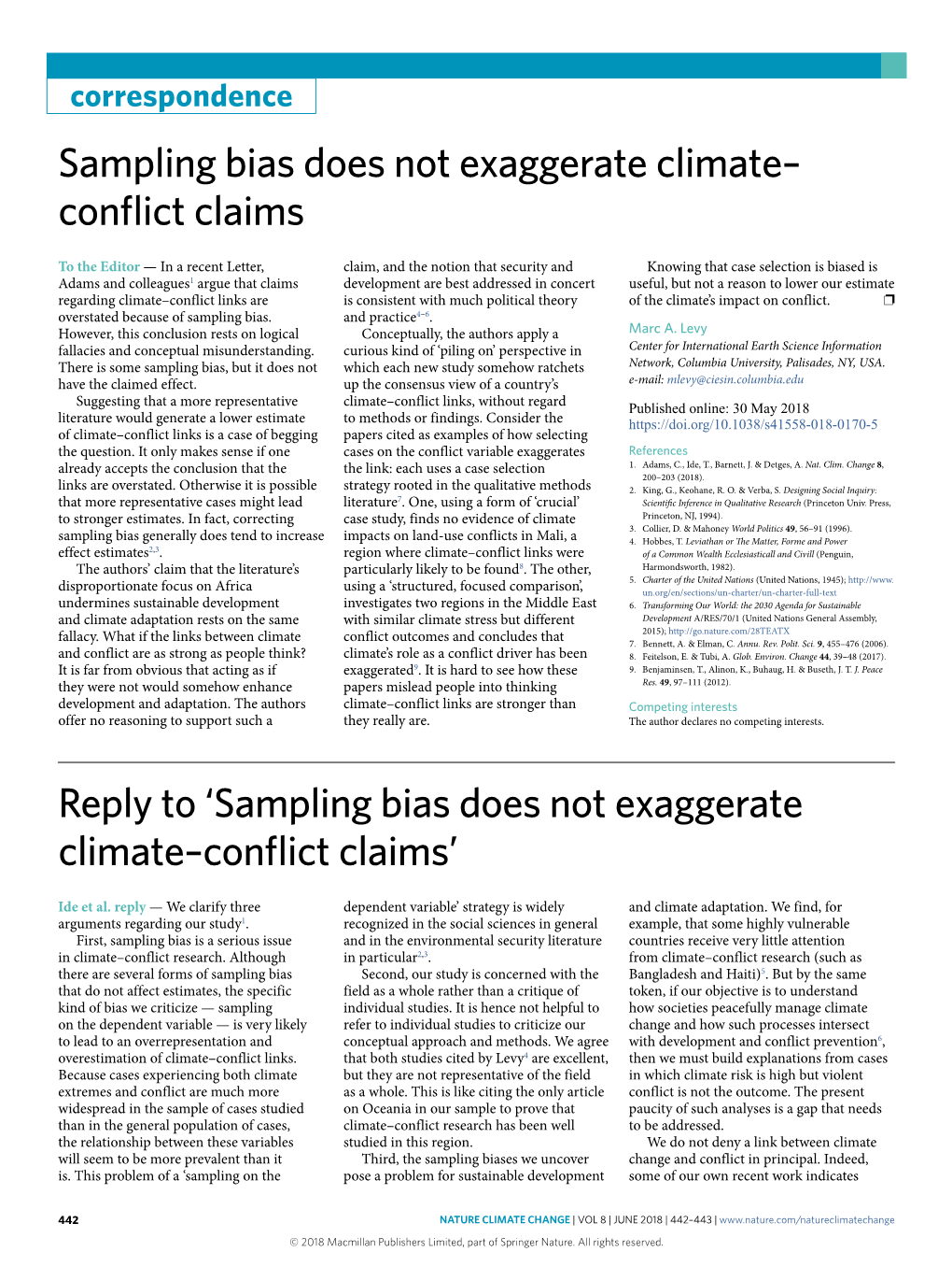 Sampling Bias Does Not Exaggerate Climate–Conflict Claims