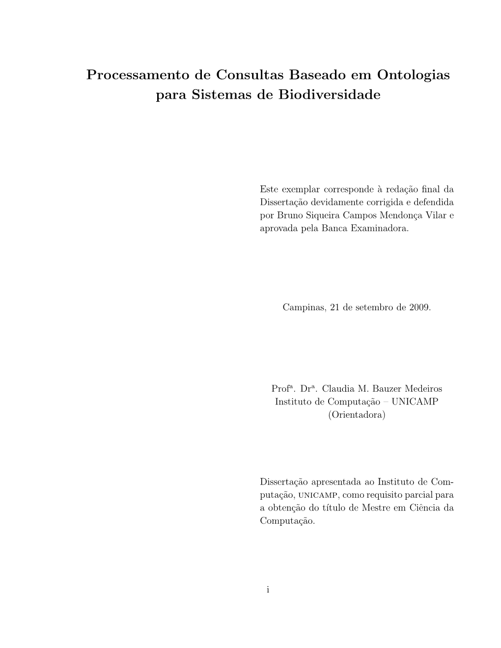 Processamento De Consultas Baseado Em Ontologias Para Sistemas De Biodiversidade