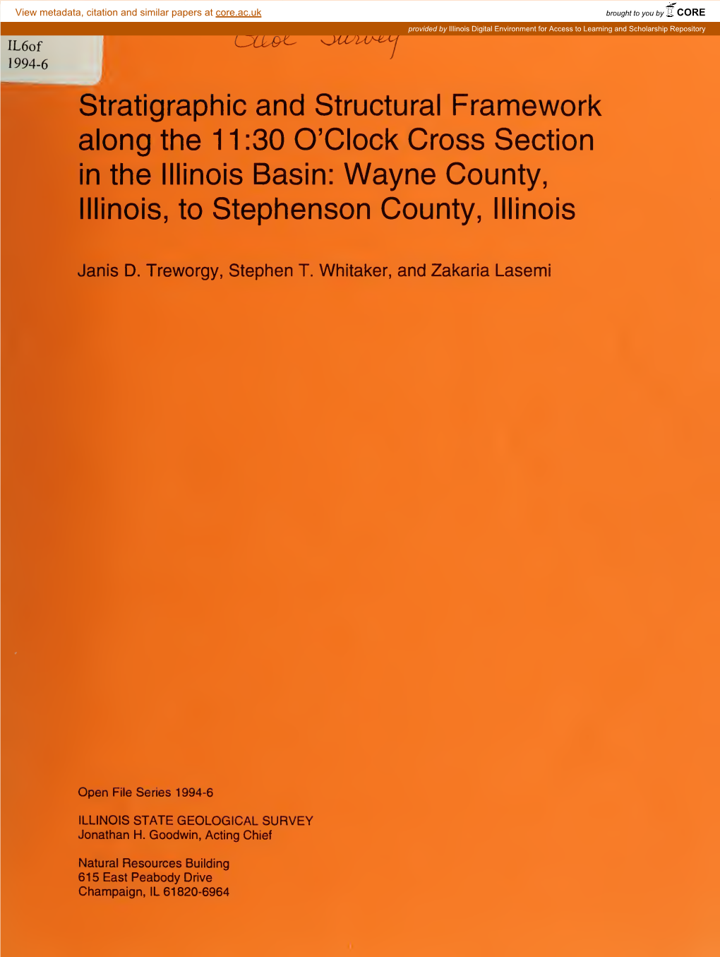 Stratigraphic and Structural Framework Along the 11:30 O'clock Cross Section in the Illinois Basin