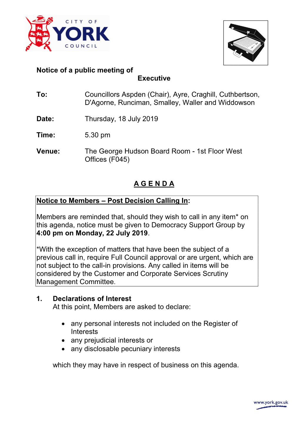 (Public Pack)Agenda Document for Executive, 18/07/2019 17:30