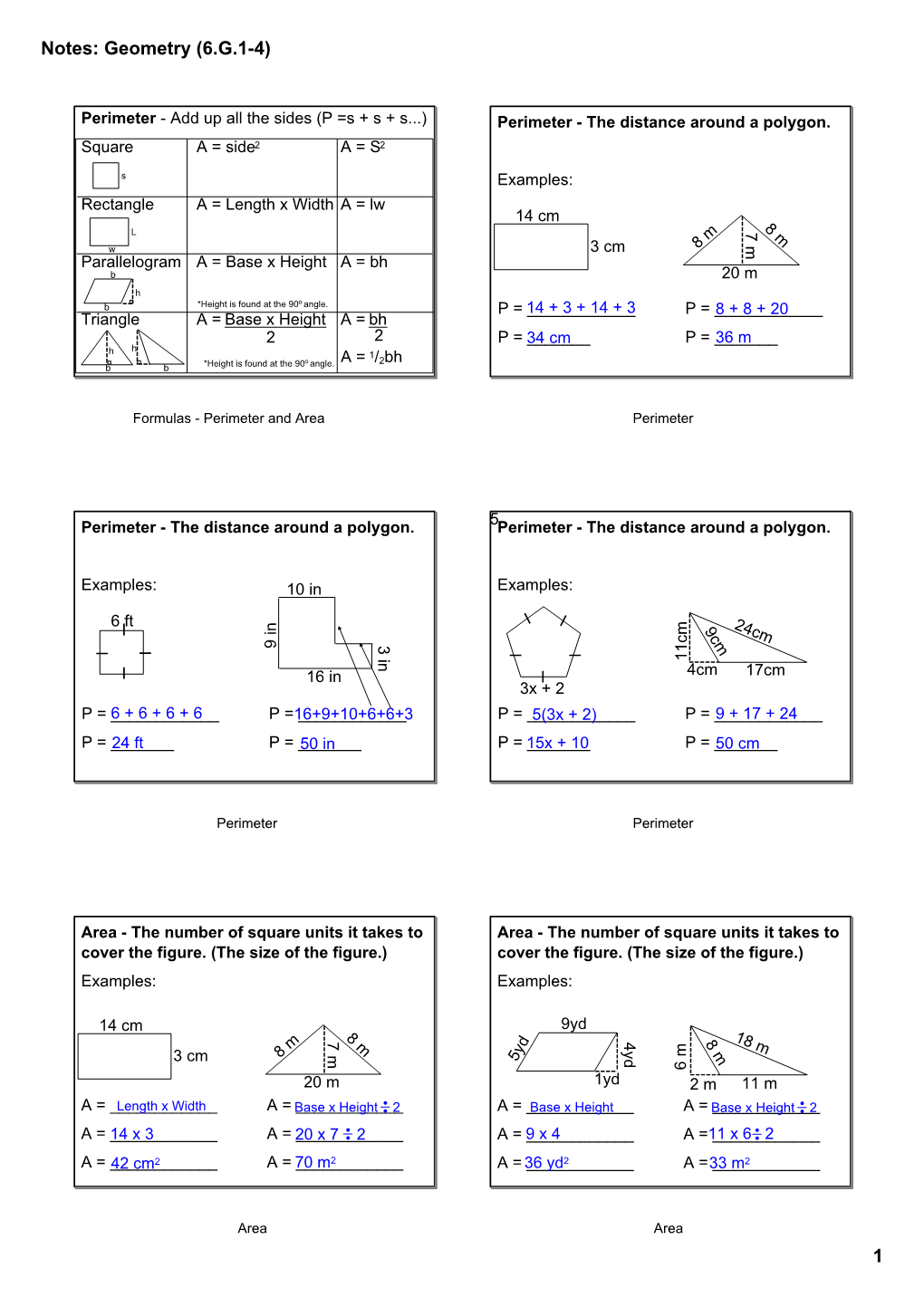 Notes: Geometry (6.G.1-4)