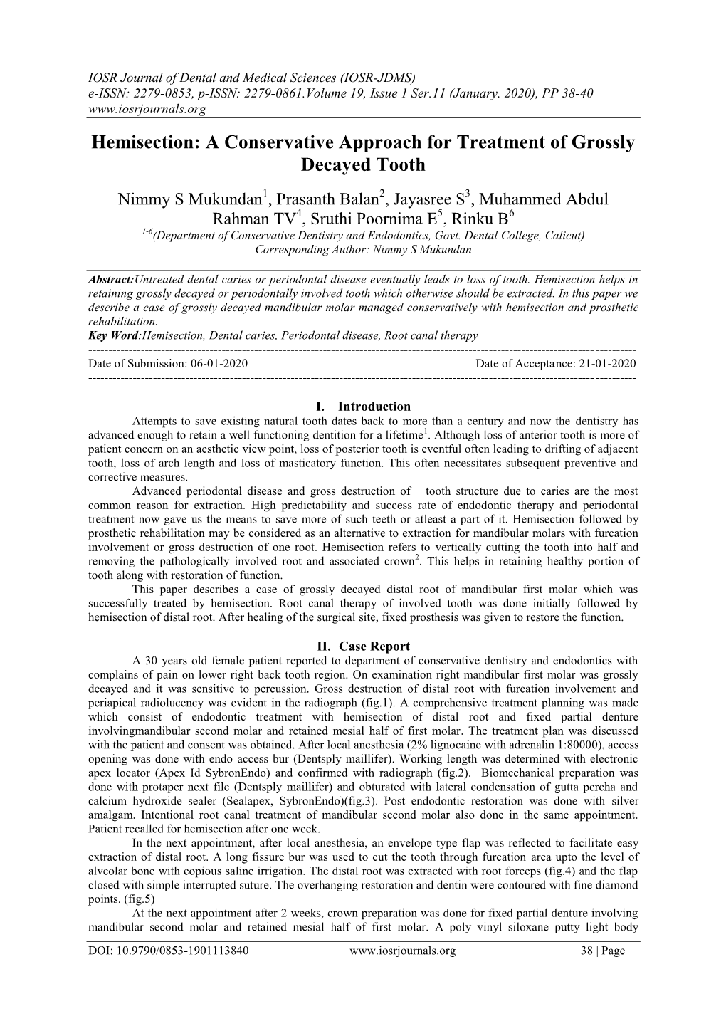 Hemisection: a Conservative Approach for Treatment of Grossly Decayed Tooth