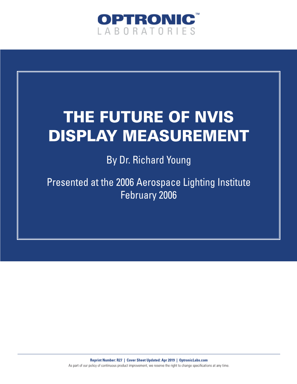 THE FUTURE of NVIS DISPLAY MEASUREMENT by Dr