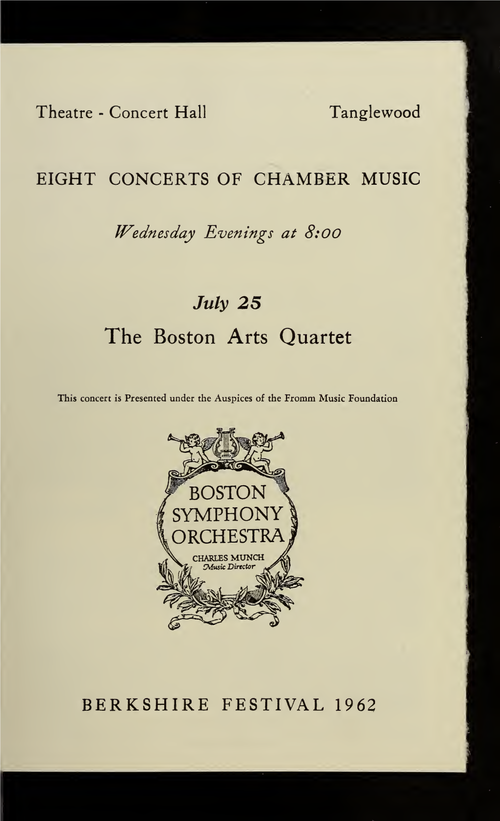 Boston Symphony Orchestra Concert Programs, Summer, 1961-1962, Tanglewood