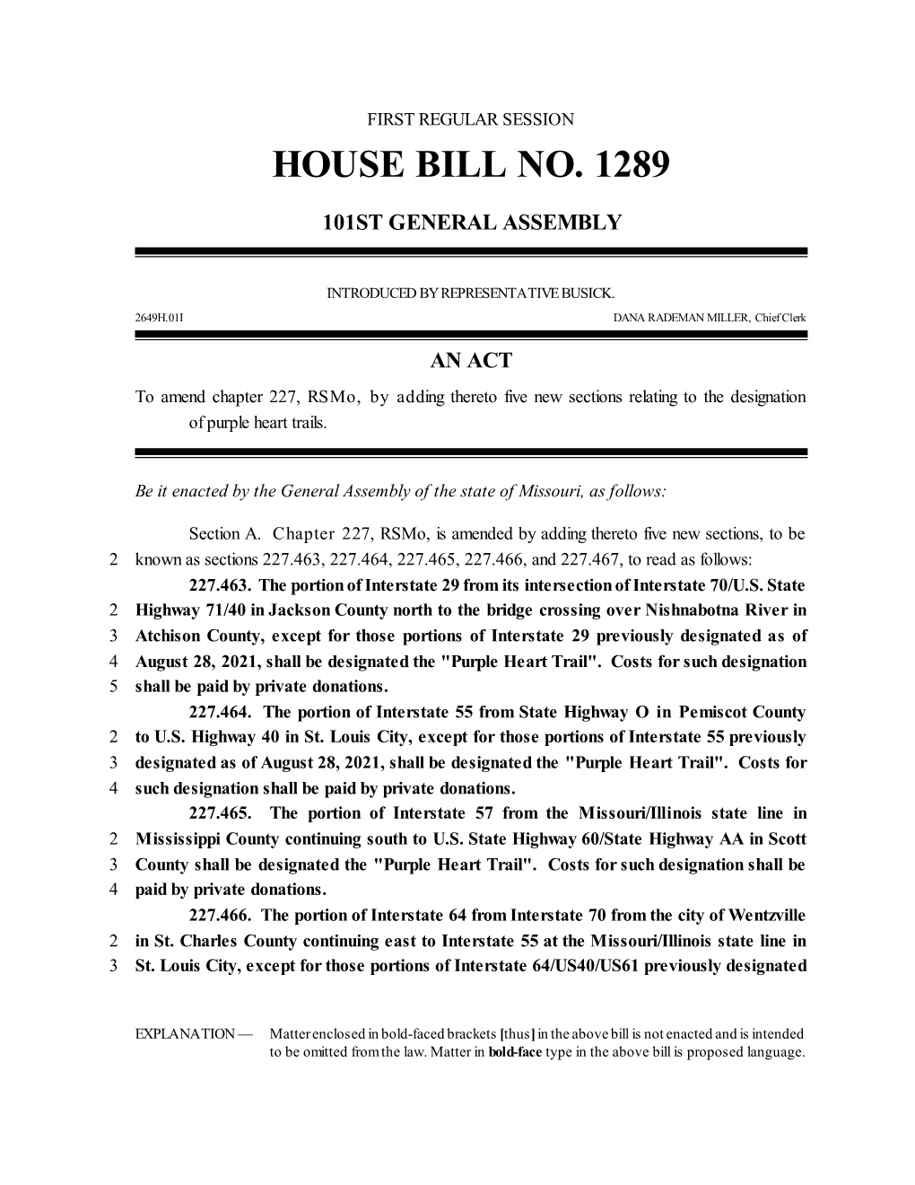 House Bill No. 1289