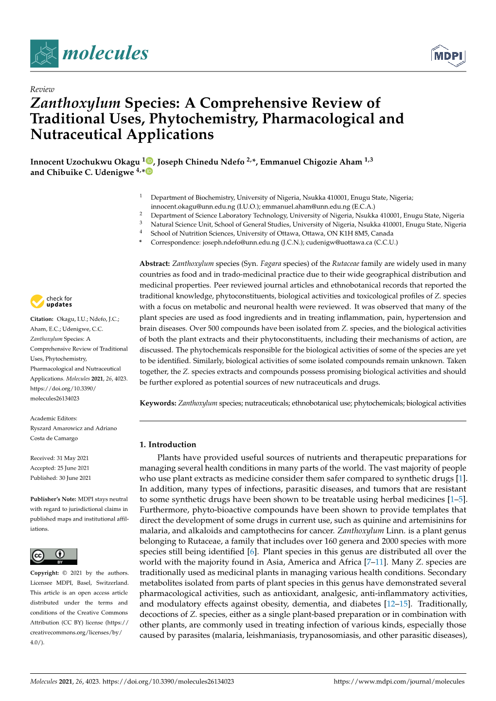 Zanthoxylum Species: a Comprehensive Review of Traditional Uses, Phytochemistry, Pharmacological and Nutraceutical Applications