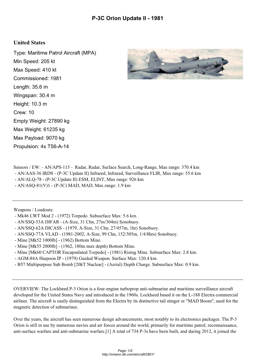 P-3C Orion Update II - 1981