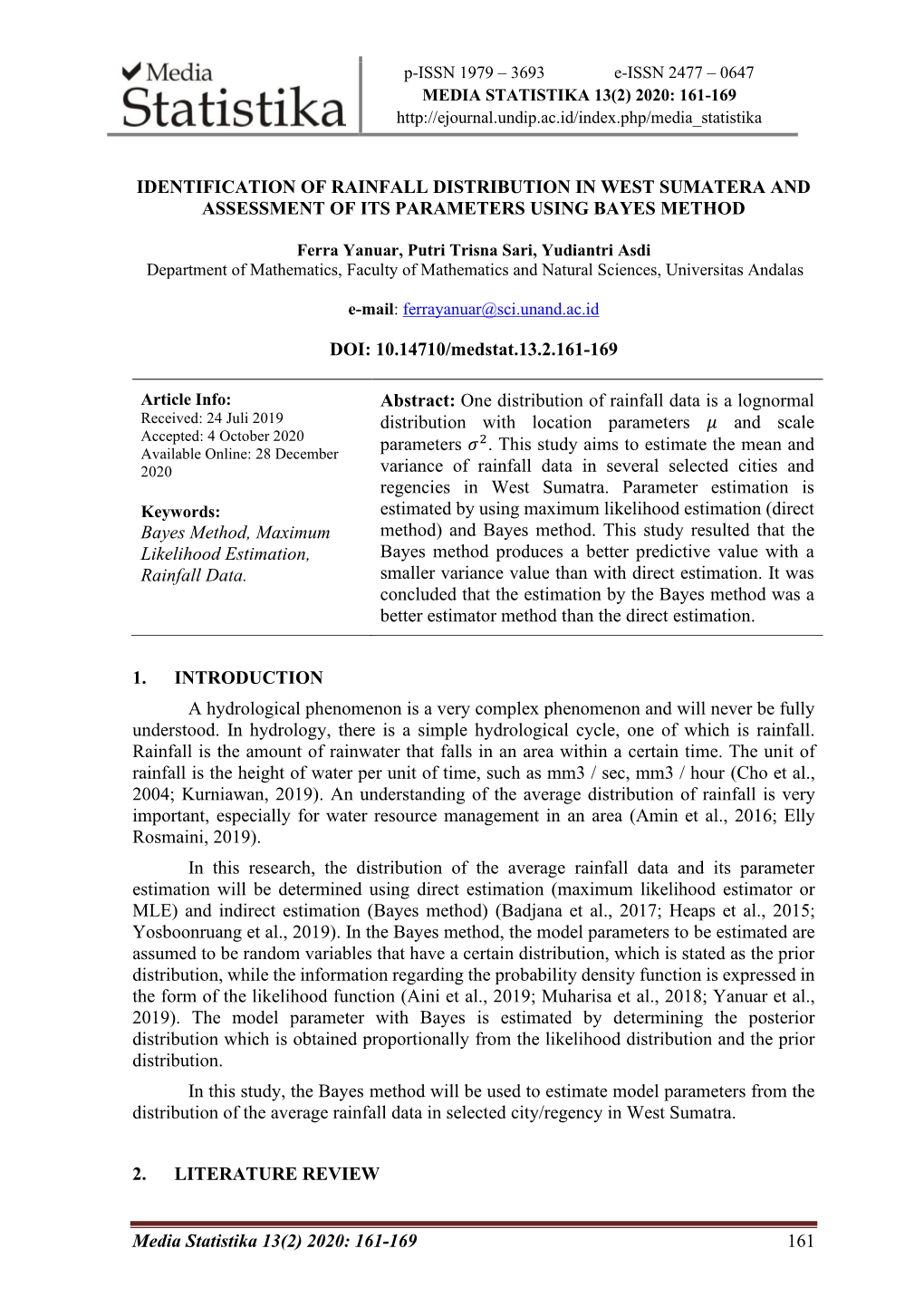 Media Statistika 13(2) 2020: 161-169 161 IDENTIFICATION OF