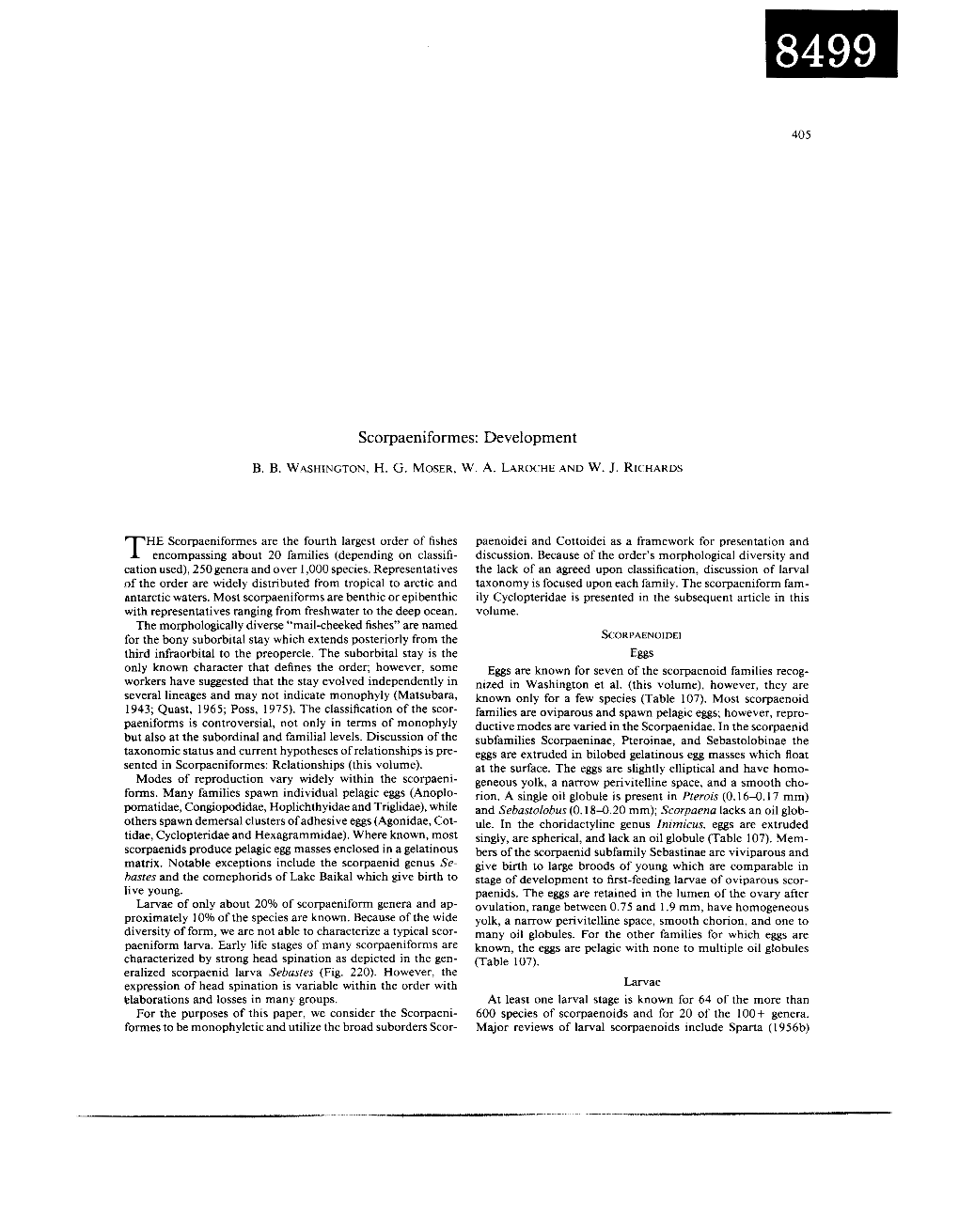 Scorpaeniformes: Development