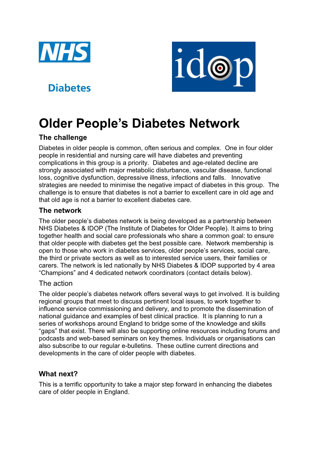 Older People S Diabetes Network