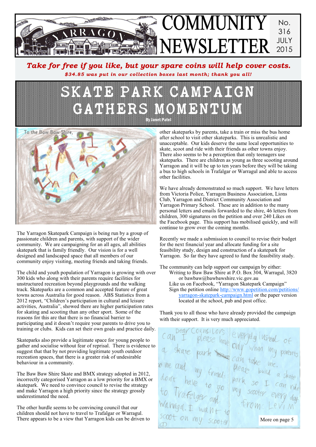 SKATE PARK CAMPAIGN GATHERS MOMENTUM by Janet Patel
