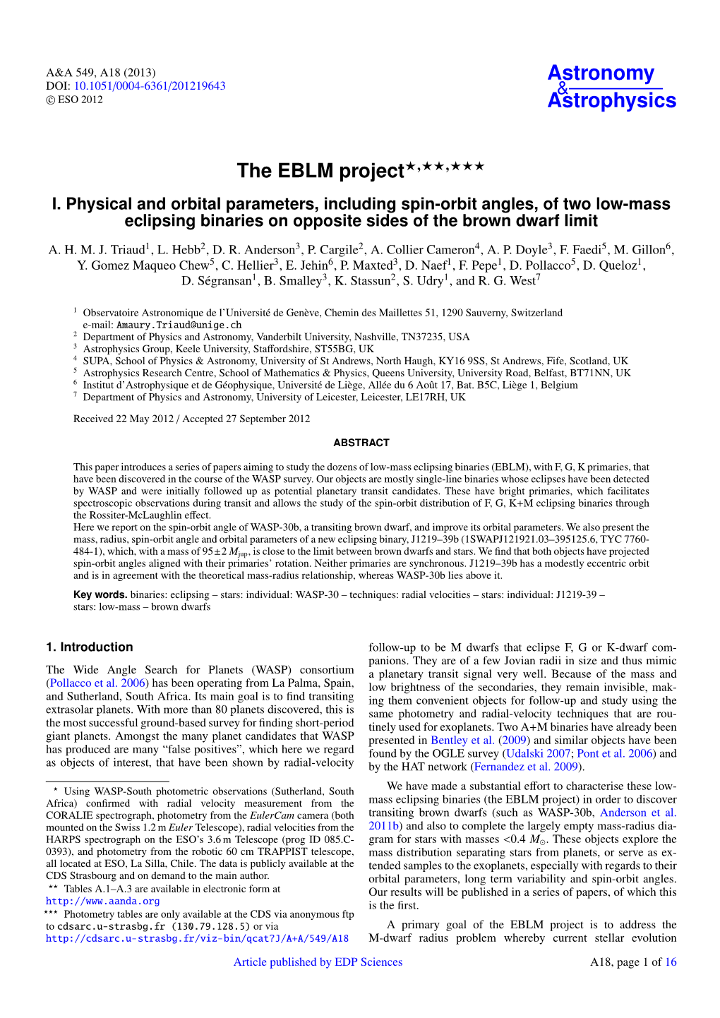 The EBLM Project⋆⋆⋆⋆⋆⋆