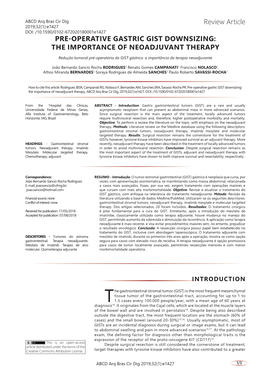 Review Article PRE-OPERATIVE GASTRIC GIST DOWNSIZING