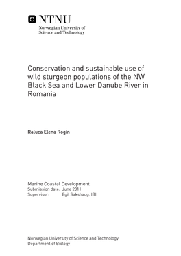 Conservation and Sustainable Use of Wild Sturgeon Populations of the NW Black Sea and Lower Danube River in Romania