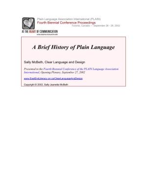 A Brief History of Plain Language
