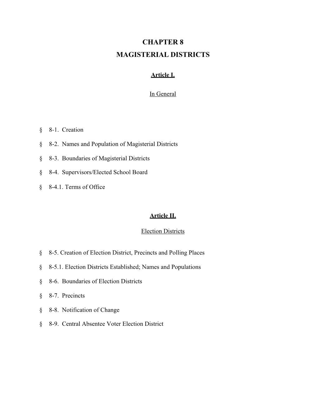 Chapter 8 Magisterial Districts