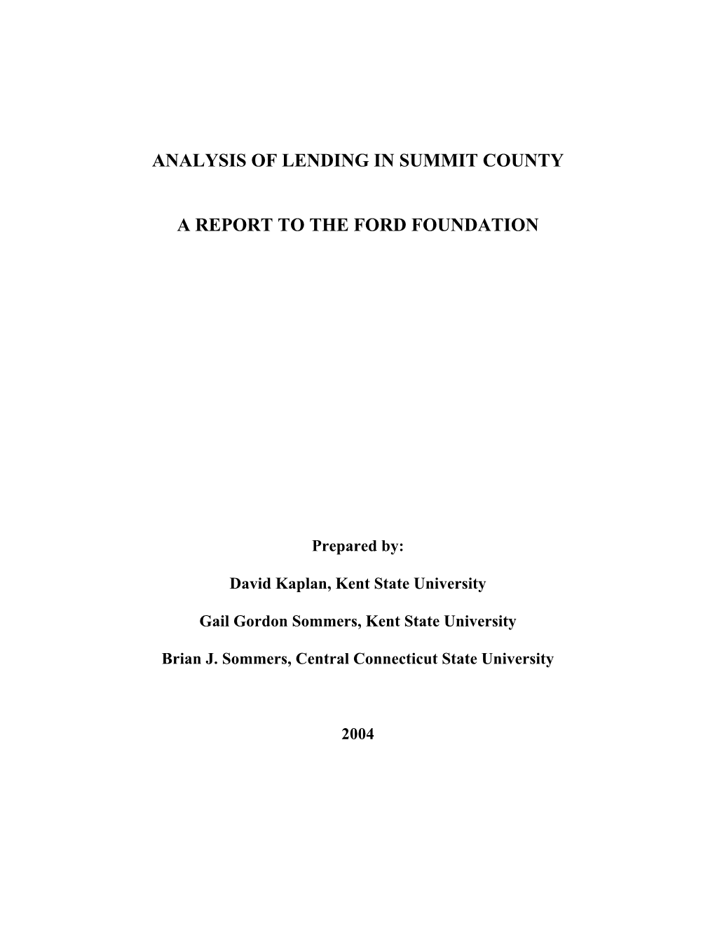 Analysis of Lending in Summit County