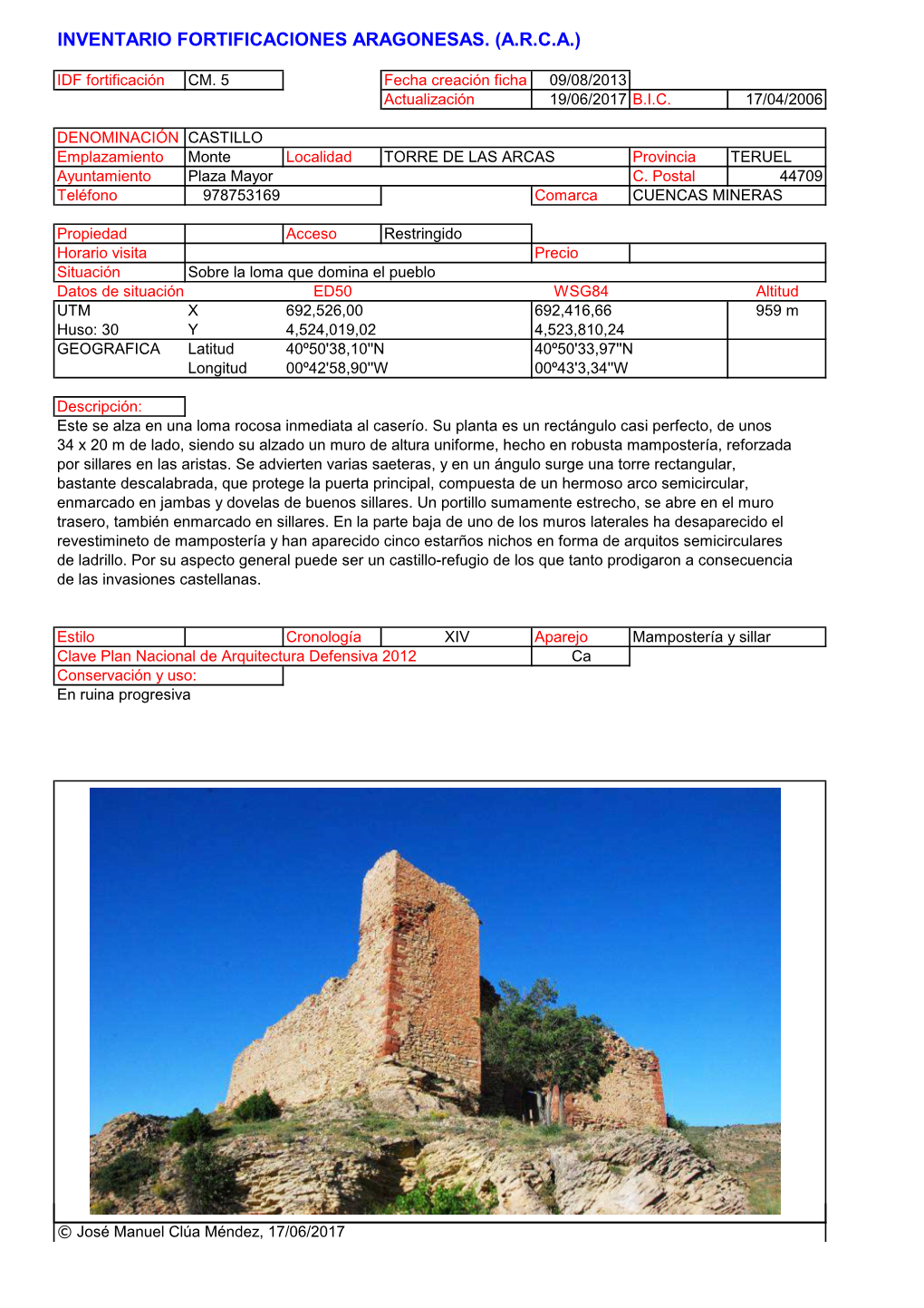 Cm. 5. Ficha Torre De Arcas