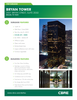 Bryan Tower 2001 Bryan Street, Suite 2050 Dallas, Tx 75201
