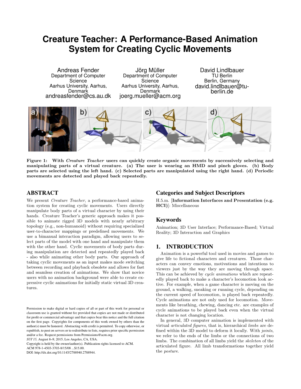 Creature Teacher: a Performance-Based Animation System for Creating Cyclic Movements