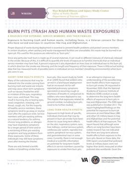 Burn Pits (Trash and Human Waste Exposures)