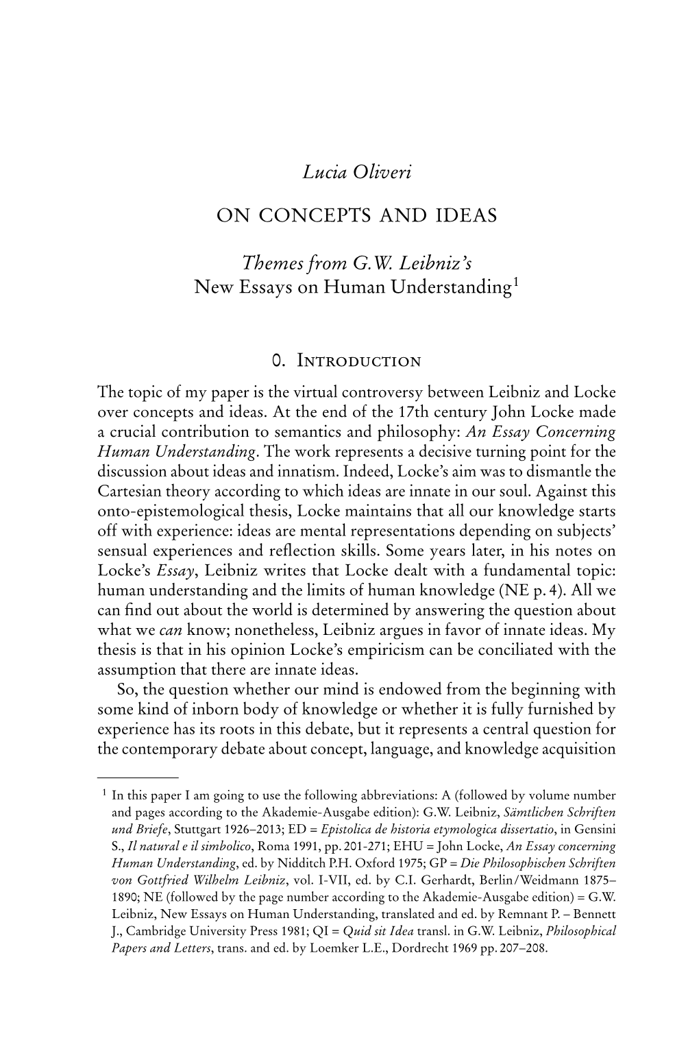 Lucia Oliveri on CONCEPTS and IDEAS Themes from G.W. Leibniz's