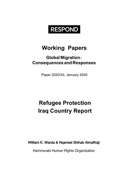 Refugee Protection Iraq Country Report Working Papers