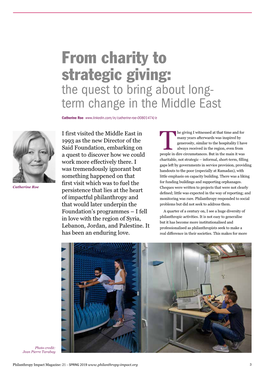 From Charity to Strategic Giving: the Quest to Bring About Long- Term Change in the Middle East