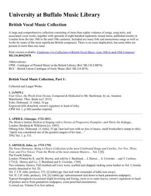 British Vocal Music Collection