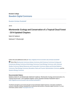 Monteverde: Ecology and Conservation of a Tropical Cloud Forest - 2014 Updated Chapters