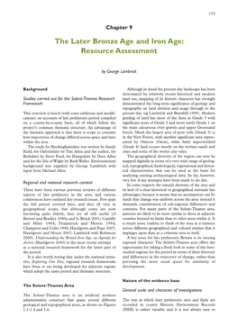 The Later Bronze Age and Iron Age: Resource Assessment