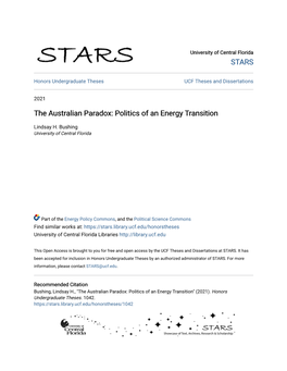 The Australian Paradox: Politics of an Energy Transition