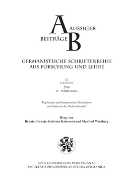 AUSSIGER BEITRÄGE Germanistische Schriftenreihe Aus Forschung Und Lehre