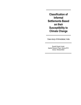 Classification of Informal Settlements Based on Their Susceptibility To