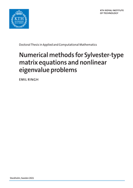 Numerical Methods for Sylvester-Type Matrix Equations and Nonlinear Eigenvalue Problems