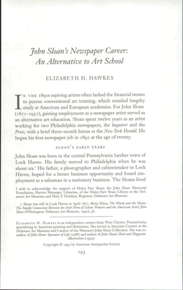 John Sloan's Newspaper Career: an Alternative to Art School