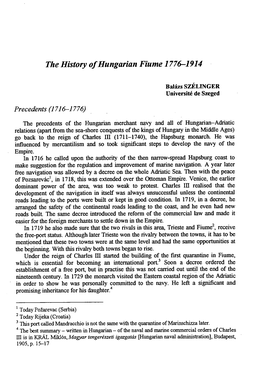 The History of Hungarian Fiume 1776-1914
