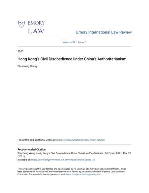 Hong Kong's Civil Disobedience Under China's Authoritarianism