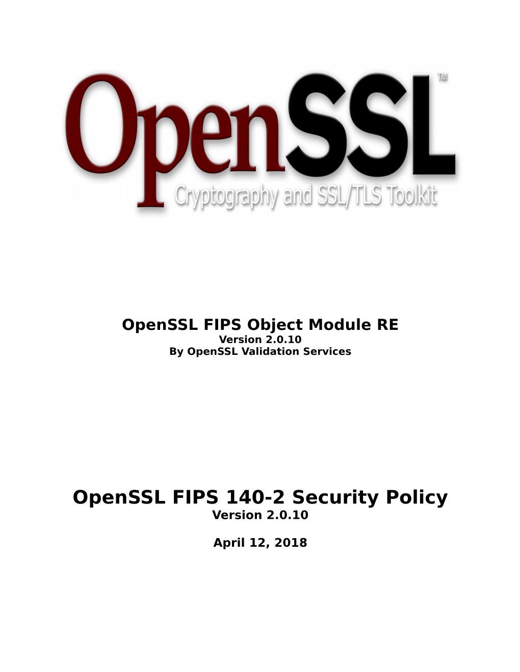 Openssl FIPS 140-2 Security Policy Version 2.0.10