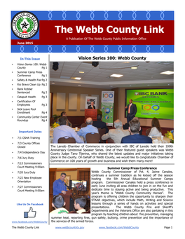 The Webb County Link a Publication of the Webb County Public Information Office June 2015
